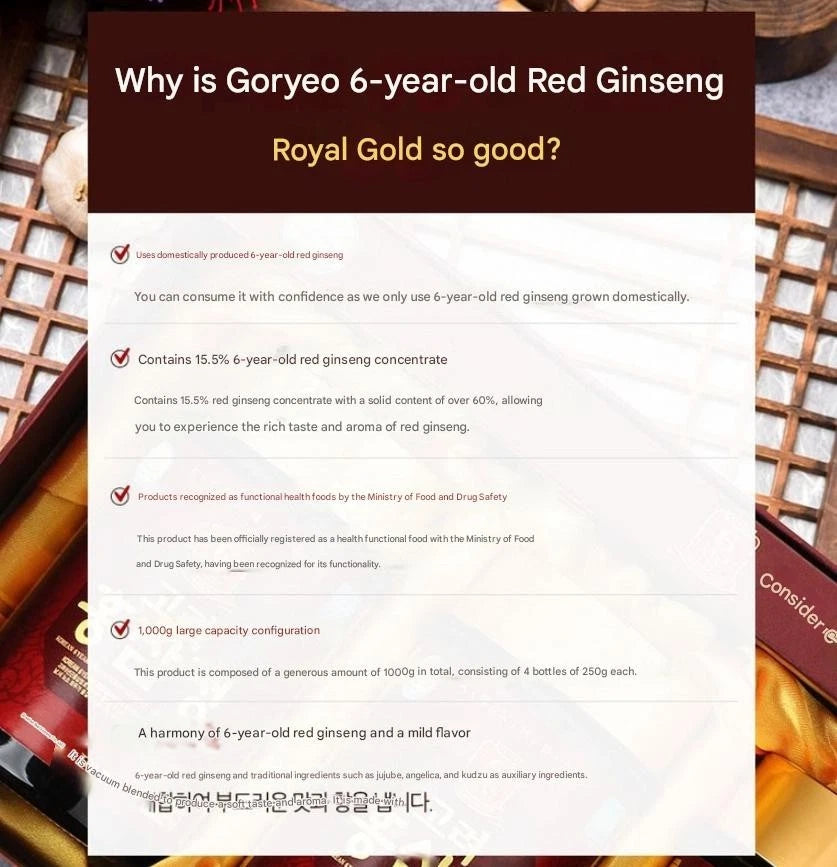 Korean 6-Year Red Ginseng Extract Royal Gold 250g x 4Pack – Premium Korean Health Supplement