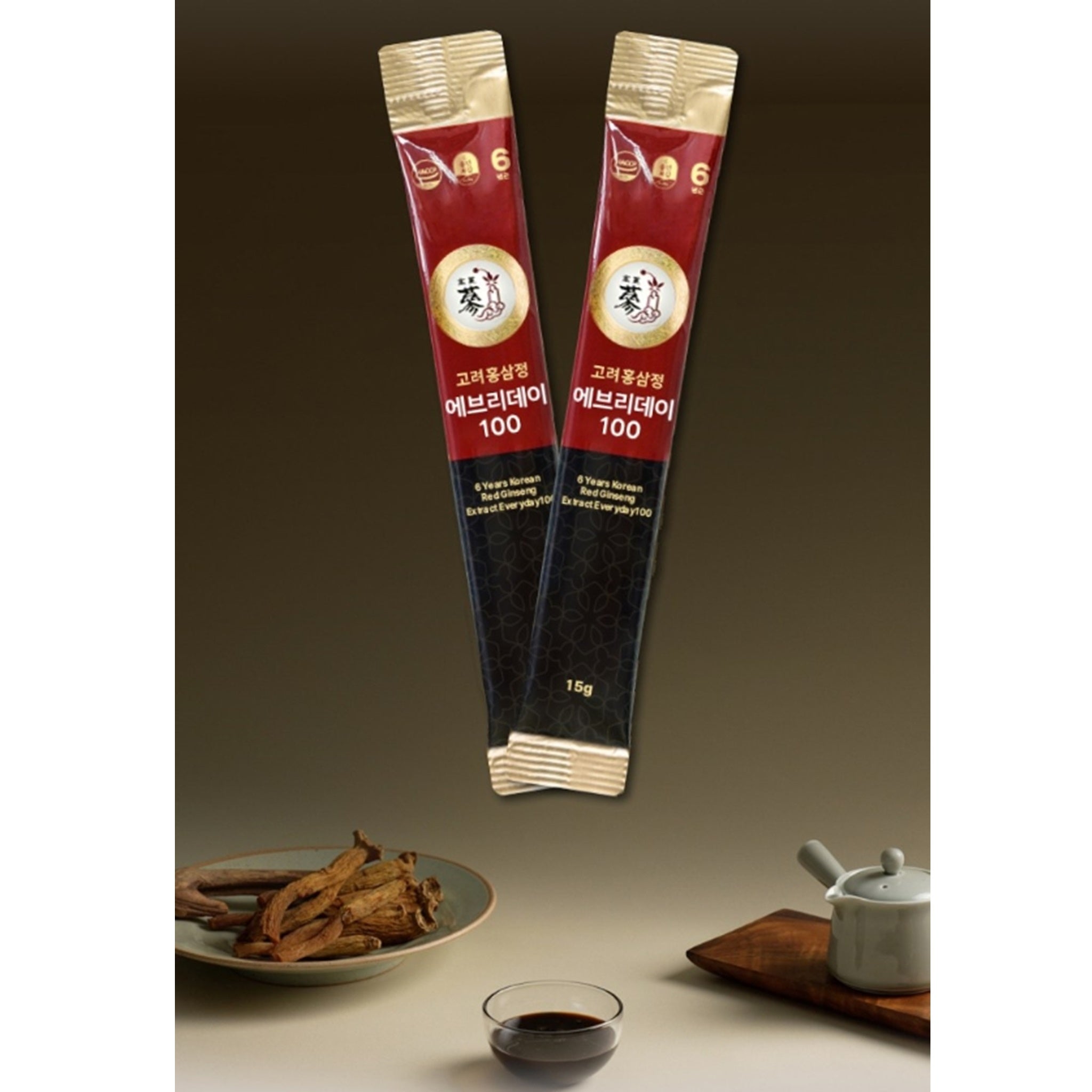 Korean Red Ginseng Extract Sticks – 6-Year Premium Everyday 100 – Daily Energy Boost, No Crash – 60 Sticks (900g)