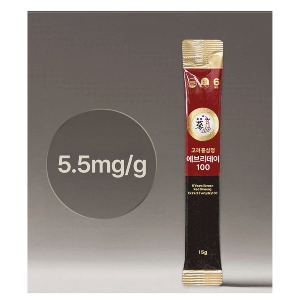 Korean Red Ginseng Extract Sticks – 6-Year Premium Everyday 100 – Daily Energy Boost, No Crash – 60 Sticks (900g)